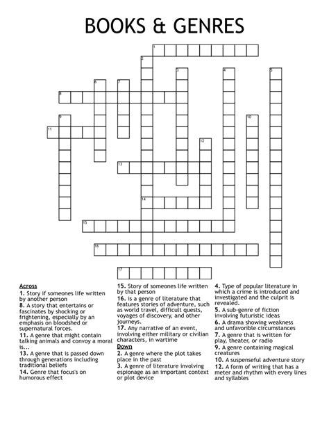 FILM GENRE Crossword Clue